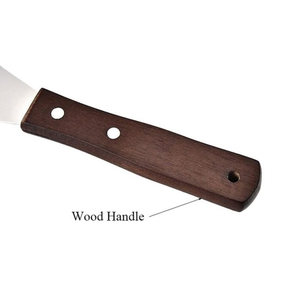 3 PCS Wooden Handle Spatula Baking Stainless Steel Cake Straight Knife (With Hole Curved Section 8 Inch) - Image 4
