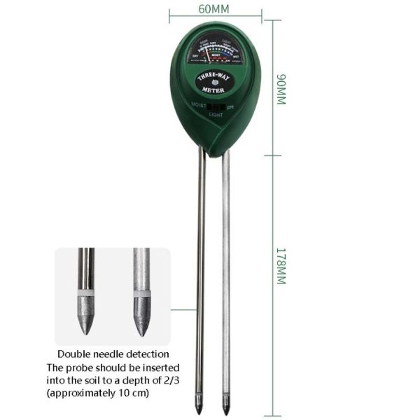 3 In 1 Soil Detector PH Value Light Intensity Test Pen Round Head Soil Dry Moisture Meter - Image 2