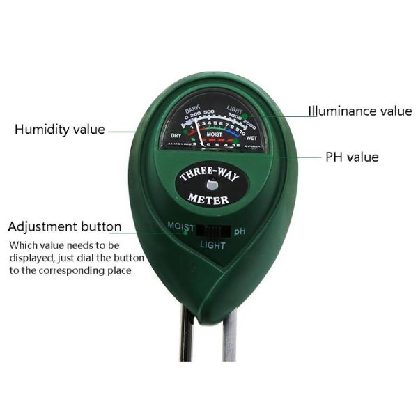 3 In 1 Soil Detector PH Value Light Intensity Test Pen Round Head Soil Dry Moisture Meter - Image 3