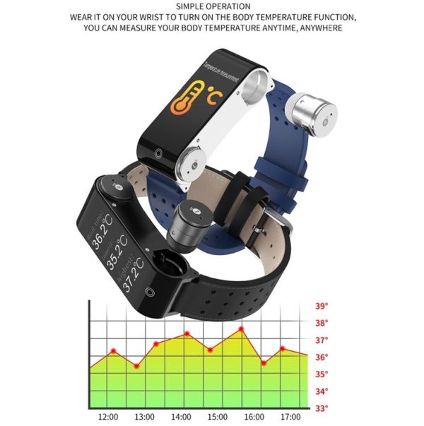 L890 1.14 inch TFT Color Screen Sports Bracelet with Bluetooth Headset, Support Call Reminder / Heart Rate Measurement / Blood Pressure Monitoring / Body Temperature Measurement (Black) - Image 5