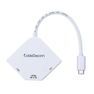 Cabledeconn F0102 3 in 1 Type-C to VGA / HDMI / DVI Adapter (White)