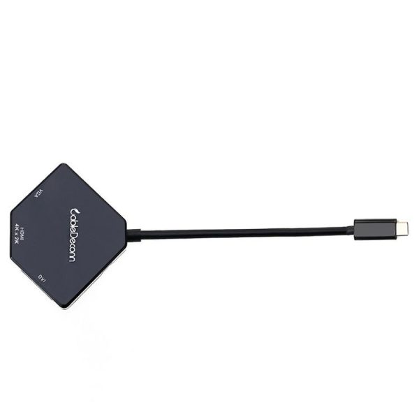 Cabledeconn F0102 3 in 1 Type-C to VGA / HDMI / DVI Adapter (White) - Image 3