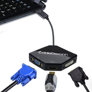 Cabledeconn B0209 4K HD TV Projection DisplayPort to HDMI+VGA+DVI Converter
