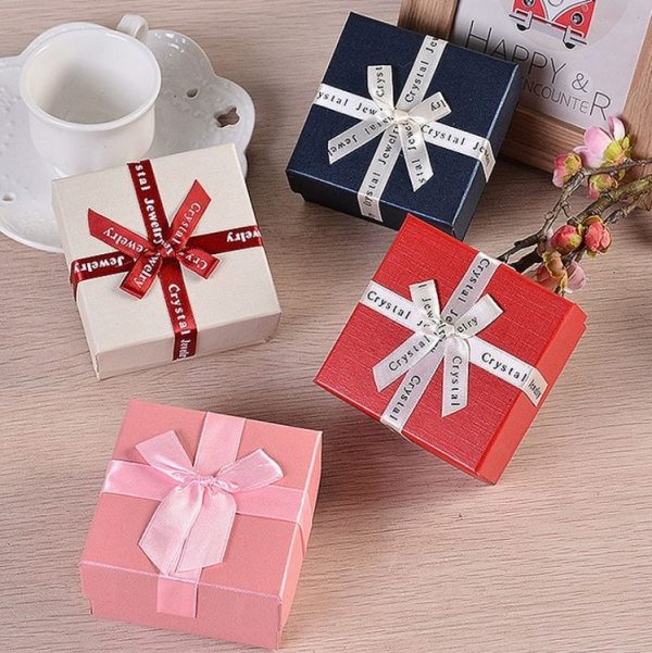 10 PCS Bowknot Jewelry Gift Box Square Jewelry Paper Packaging Box, Specification: 8x8x4.5cm (Pink) - Image 5