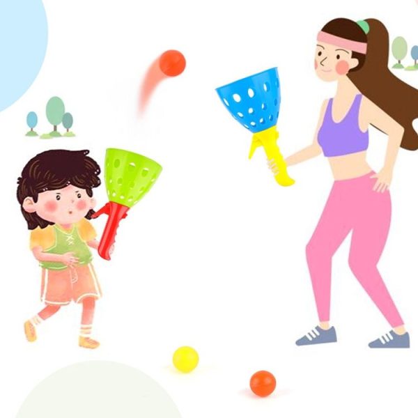 Children Toy Throwing Ball Parent-Child Outdoor Bouncy Ball Game Kit, Random Color Delivery (2 Catapults + 4 Balls) - Image 8