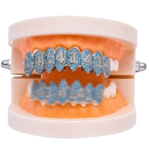 Halloween Vampire 8 Zircon Hip Hop Braces, Colour: Platinum Upper Teeth