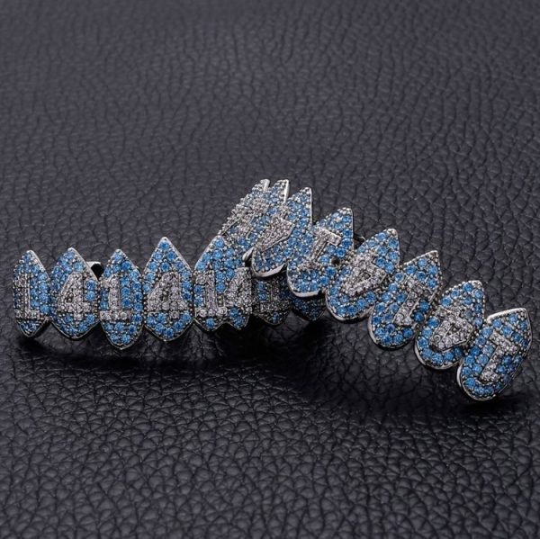 Halloween Vampire 8 Zircon Hip Hop Braces, Colour: Platinum Upper Teeth - Image 5