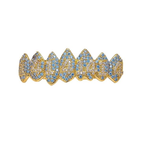 Halloween Vampire 8 Zircon Hip Hop Braces, Colour: Gold Lower Teeth - Image 2