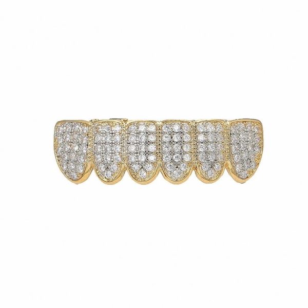 Halloween Accessories Micro-Inlaid Zircon Hip-Hop Braces, Colour: Gold Lower Teeth - Image 2