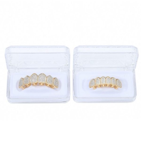 Halloween Accessories Micro-Inlaid Zircon Hip-Hop Braces, Colour: Gold Lower Teeth - Image 3