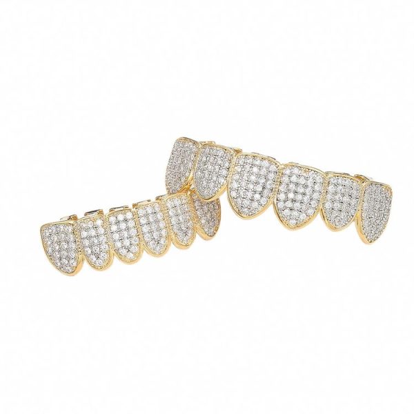 Halloween Accessories Micro-Inlaid Zircon Hip-Hop Braces, Colour: Gold Lower Teeth - Image 5