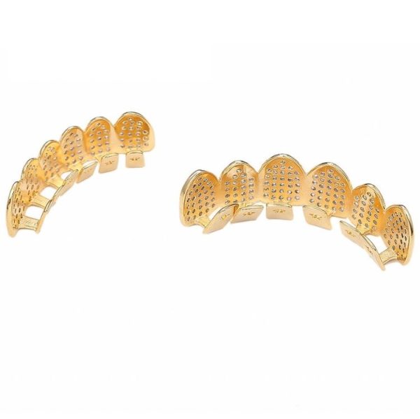 Halloween Accessories Micro-Inlaid Zircon Hip-Hop Braces, Colour: Gold Lower Teeth - Image 6