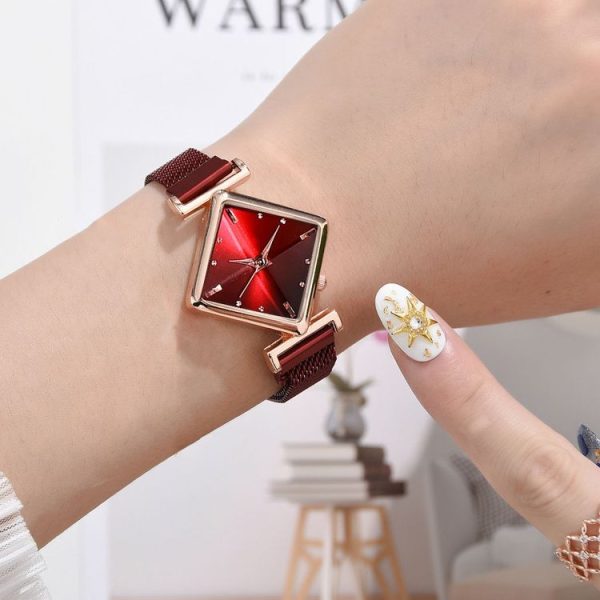 2 PCS Ladies Diamond Dial Quartz Watch, Colour: Red - Image 2