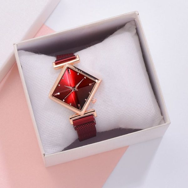 2 PCS Ladies Diamond Dial Quartz Watch, Colour: Red - Image 3