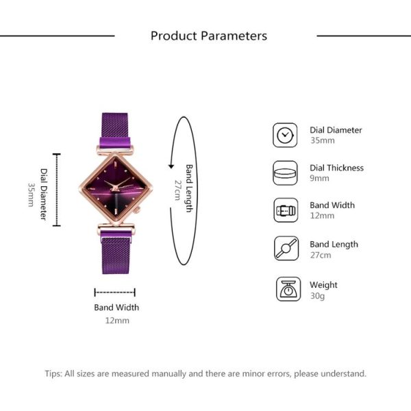 2 SET Ladies Diamond Dial Quartz Watch, Colour: Purple + Bracelet - Image 5