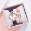 2 SET Ladies Diamond Dial Quartz Watch, Colour: Blue + Bracelet - Image 3
