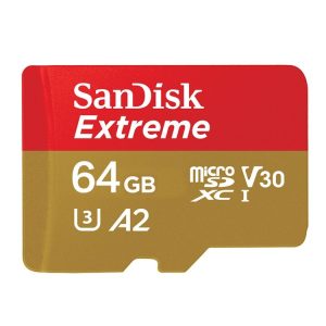 SanDisk U3 High-Speed Micro SD Card TF Card Memory Card for GoPro Sports Camera, Drone, Monitoring 64GB (A2), Colour: Gold Card