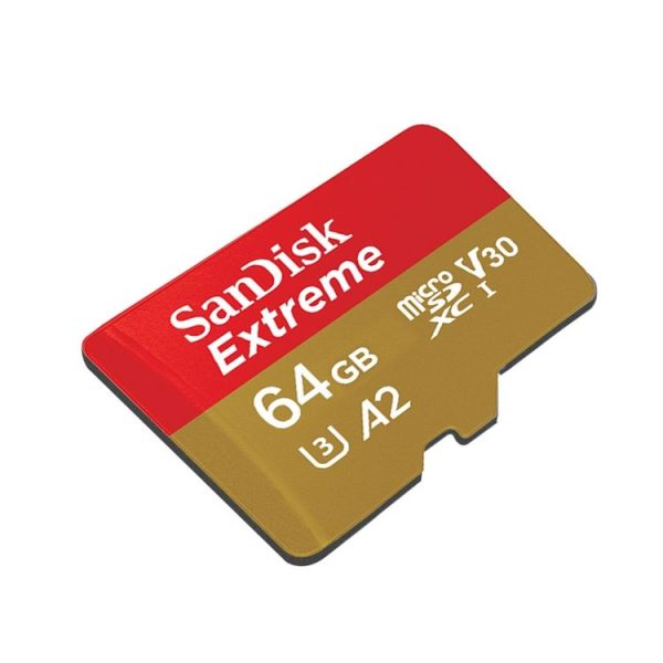 SanDisk U3 High-Speed Micro SD Card TF Card Memory Card for GoPro Sports Camera, Drone, Monitoring 64GB (A2), Colour: Gold Card - Image 2