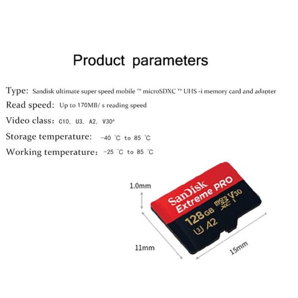 SanDisk U3 High-Speed Micro SD Card TF Card Memory Card for GoPro Sports Camera, Drone, Monitoring 64GB (A2), Colour: Gold Card - Image 9