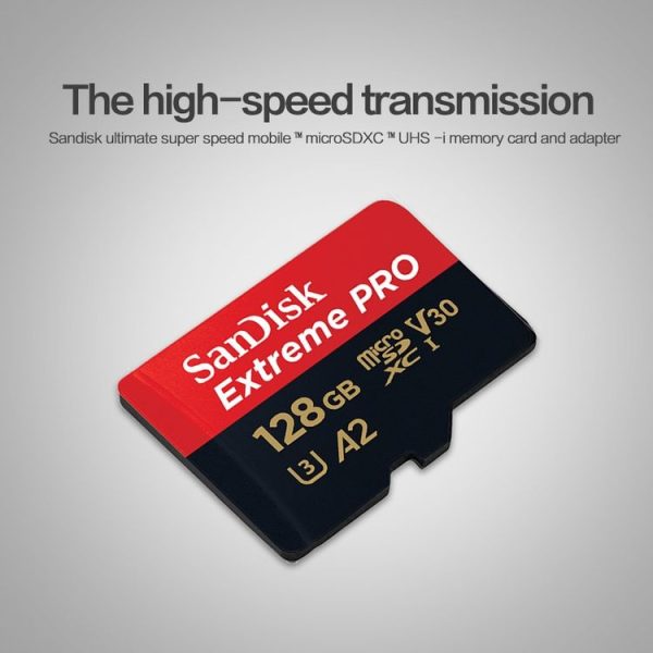 SanDisk U3 High-Speed Micro SD Card TF Card Memory Card for GoPro Sports Camera, Drone, Monitoring 128GB (A2), Colour: Black Card - Image 3