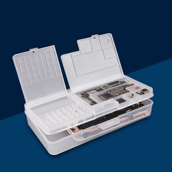 2 PCS Double-Layer Clamshell Mobile Phone Repair Parts Turnover Box Mobile Phone Disassembly Screw Component Storage Box