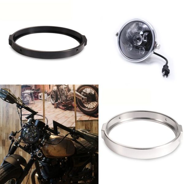 5.75 Inch Round Retro Headlight Ring Motorcycle Headlight Modification Parts (Silver) - Image 9