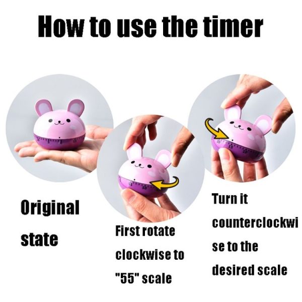 Kitchen Mechanical Timer Cartoon 60 Minutes Timer Baking Cooking Reminder (Chicken) - Image 6