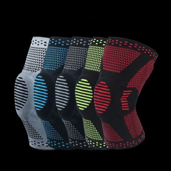 Sports Knee Pads Anti-Collision Support Compression Keep Warm Leg Sleeve Knitting Basketball Running Cycling Protective Gear, Size: L (Black Red) - Image 2
