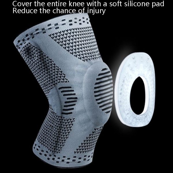 Sports Knee Pads Anti-Collision Support Compression Keep Warm Leg Sleeve Knitting Basketball Running Cycling Protective Gear, Size: L (Black Red) - Image 4