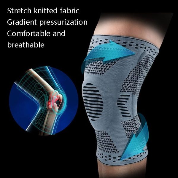 Sports Knee Pads Anti-Collision Support Compression Keep Warm Leg Sleeve Knitting Basketball Running Cycling Protective Gear, Size: L (Black Red) - Image 5