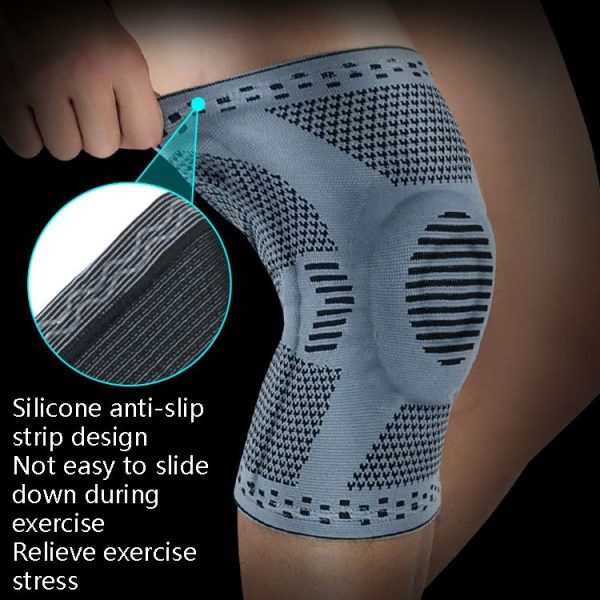 Sports Knee Pads Anti-Collision Support Compression Keep Warm Leg Sleeve Knitting Basketball Running Cycling Protective Gear, Size: L (Black Red) - Image 6