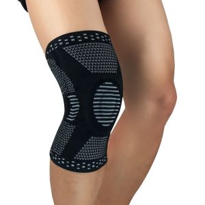 Sports Knee Pads Anti-Collision Support Compression Keep Warm Leg Sleeve Knitting Basketball Running Cycling Protective Gear, Size: XL (Black Gray)