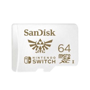 SanDisk SDSQXAO TF Card Micro SD Memory Card for Nintendo Switch Game Console, Capacity: 64GB White