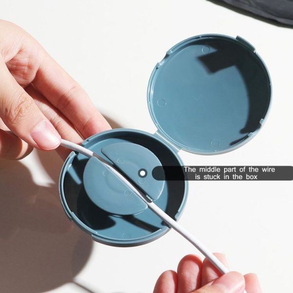Round Data Cable Storage Box Earphone Storage Collection Box (Blue) - Image 6
