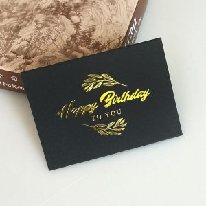 100 PCS Wedding Blessing Card Thank You Message Gift Decoration Card Bronzing Flower Greeting Card Happy Birthday (Black)