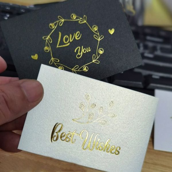 100 PCS Wedding Blessing Card Thank You Message Gift Decoration Card Bronzing Flower Greeting Card Happy Birthday (Black) - Image 4