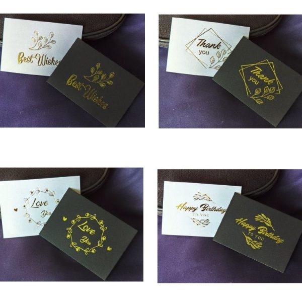 100 PCS Wedding Blessing Card Thank You Message Gift Decoration Card Bronzing Flower Greeting Card Happy Birthday (Black) - Image 5