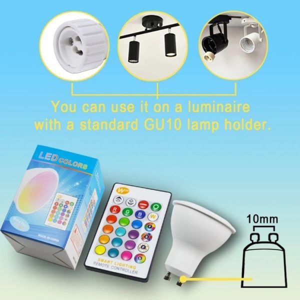GU10 8W AC85-265V Dimmable LED Spotlight Remote Control Holiday Decoration Home Lighting (RGB+Cool White (5500-7000K)) - Image 10