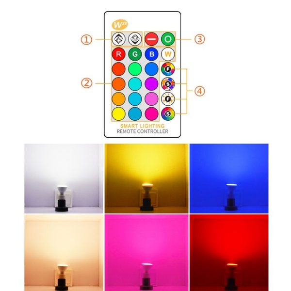 GU10 8W AC85-265V Dimmable LED Spotlight Remote Control Holiday Decoration Home Lighting (RGB+Cool White (5500-7000K)) - Image 4