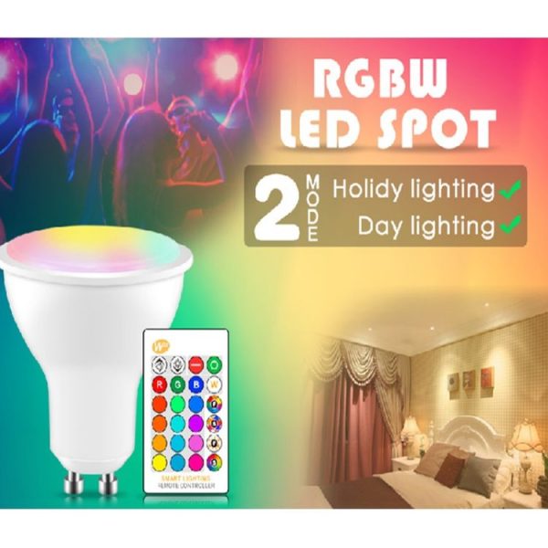 GU10 8W AC85-265V Dimmable LED Spotlight Remote Control Holiday Decoration Home Lighting (RGB+Cool White (5500-7000K)) - Image 5