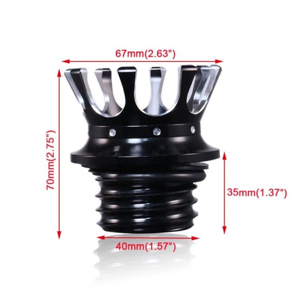 Motorcycle CNC Aluminum Alloy Crown Fuel Tank Cap Suitable For Harley 883 / XL / 1200 / 48 / 72 (Black) - Image 3