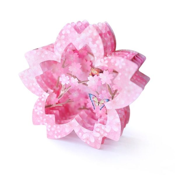 Valentine Day Greeting Card Cherry Blossom Butterfly Carving Box