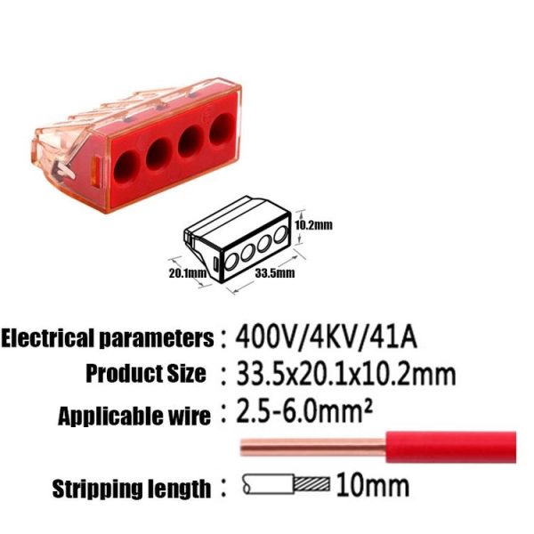 10 PCS VSELE VSE-104D Multifunctional Current Conductor Splicing Connectors Push-in Connector Terminal - Image 5