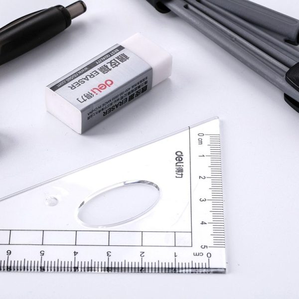 Deli 9591 Student Drawing Set 8 Piece Set Compass Ruler Set Student Stationery (Black) - Image 5