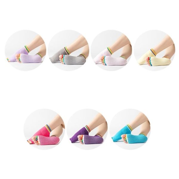 3 Pair Open-Toe Yoga Socks Indoor Sports Non-Slip Five-Finger Dance Socks, Size: One Size (Color Light Pink) - Image 2