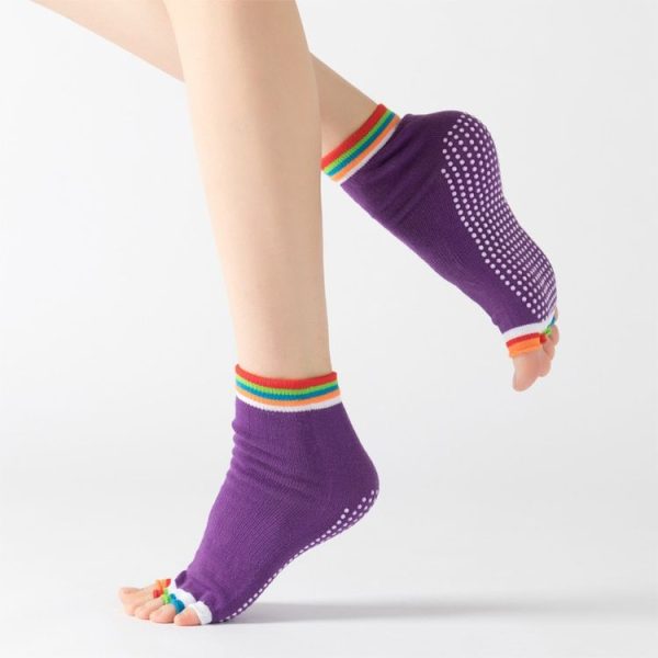 3 Pair Open-Toe Yoga Socks Indoor Sports Non-Slip Five-Finger Dance Socks, Size: One Size (Color Light Pink) - Image 3