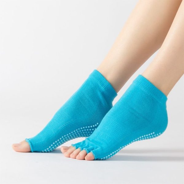 3 Pair Open-Toe Yoga Socks Indoor Sports Non-Slip Five-Finger Dance Socks, Size: One Size (Color Light Pink) - Image 4