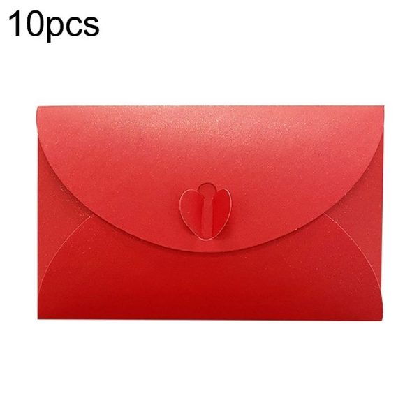 10pcs Love Buckle Pearl Paper Hot Stamping Envelope Invitation Letter (Red)