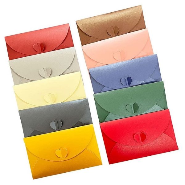 10pcs Love Buckle Pearl Paper Hot Stamping Envelope Invitation Letter (Red) - Image 2