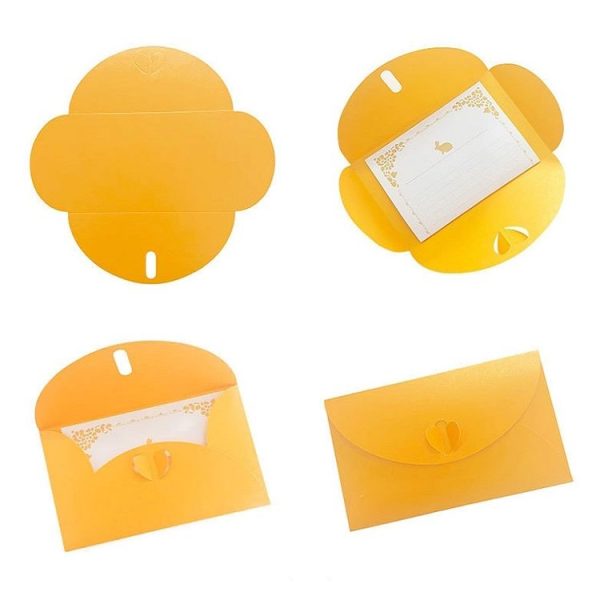 10pcs Love Buckle Pearl Paper Hot Stamping Envelope Invitation Letter (Red) - Image 4